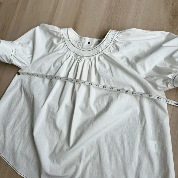Rejina Pyo Hayley Cream Ivory Off White Puff Sleeve Blouse Tie Sleeve size M - Picture 7 of 10
